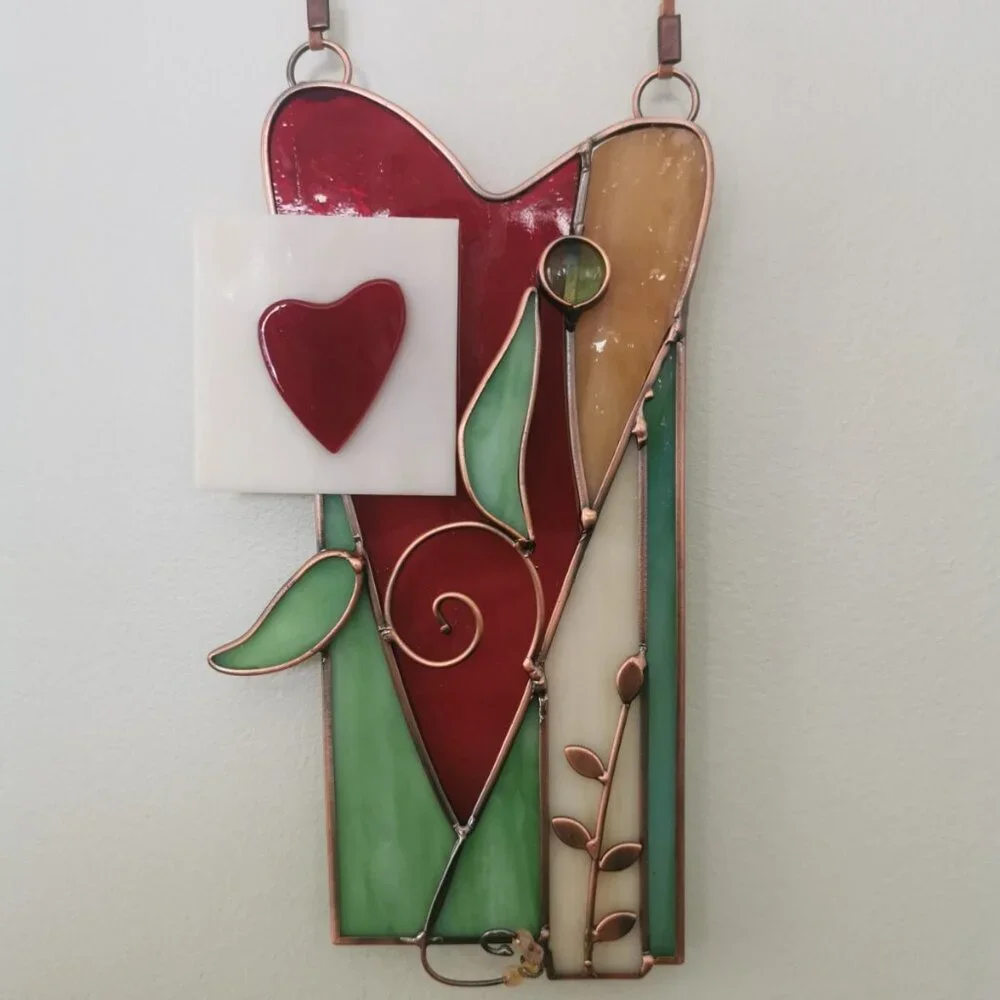 Valentine‎ Heart Shaped Stained Glass